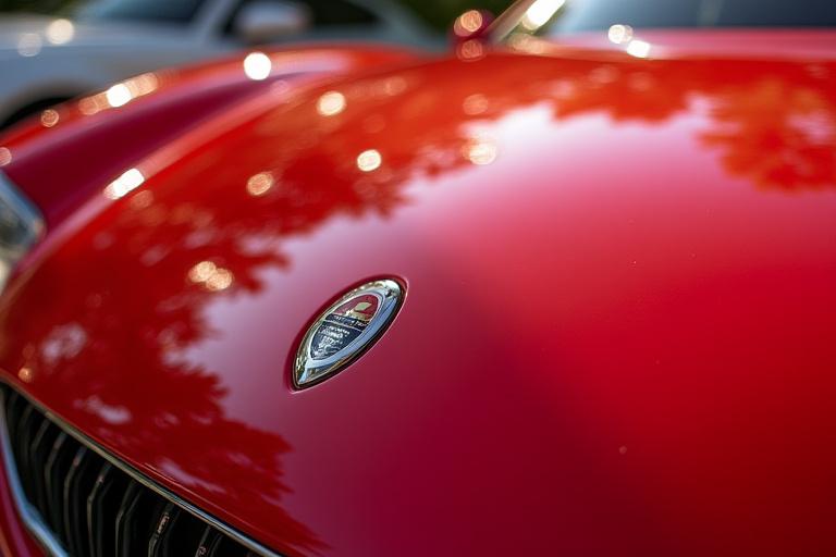Mismo capó de coche con un brillo profundo y sin imperfecciones.